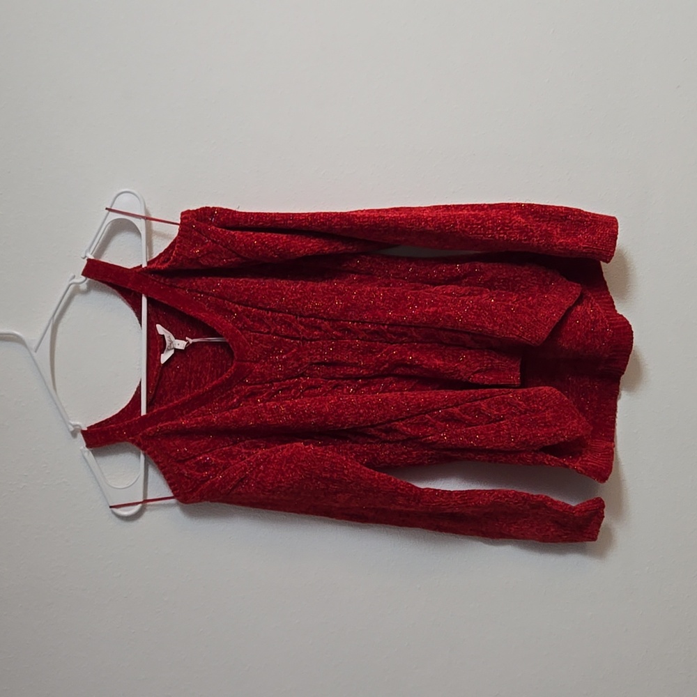 NWT Candie's red sparkly cold shoulder sweater Medium
